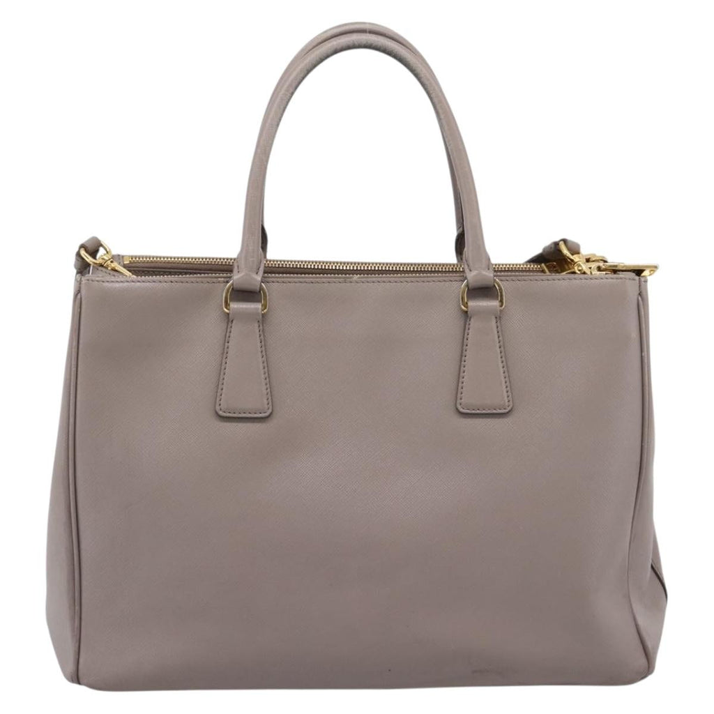PRADA Hand Bag Saffiano leather 2way Gray Gold Auth bs37671