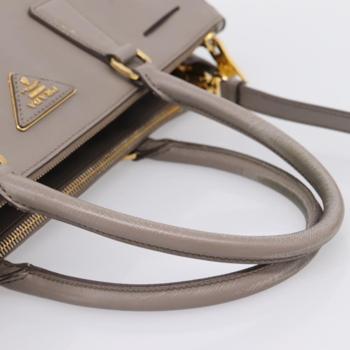 PRADA Hand Bag Saffiano leather 2way Gray Gold Auth bs37671