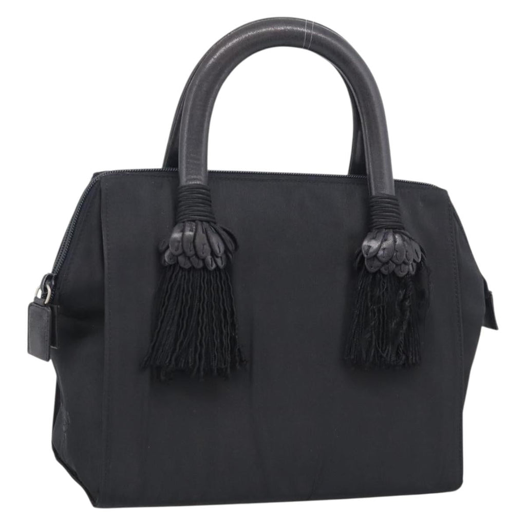 PRADA Hand Bag Nylon Black Silver Auth bs37868