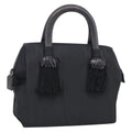 PRADA Hand Bag Nylon Black Silver Auth bs37868