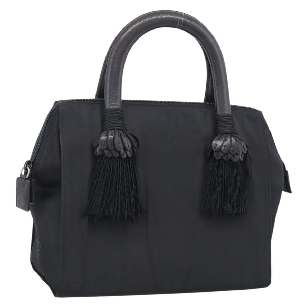 PRADA Hand Bag Nylon Black Silver Auth bs37868