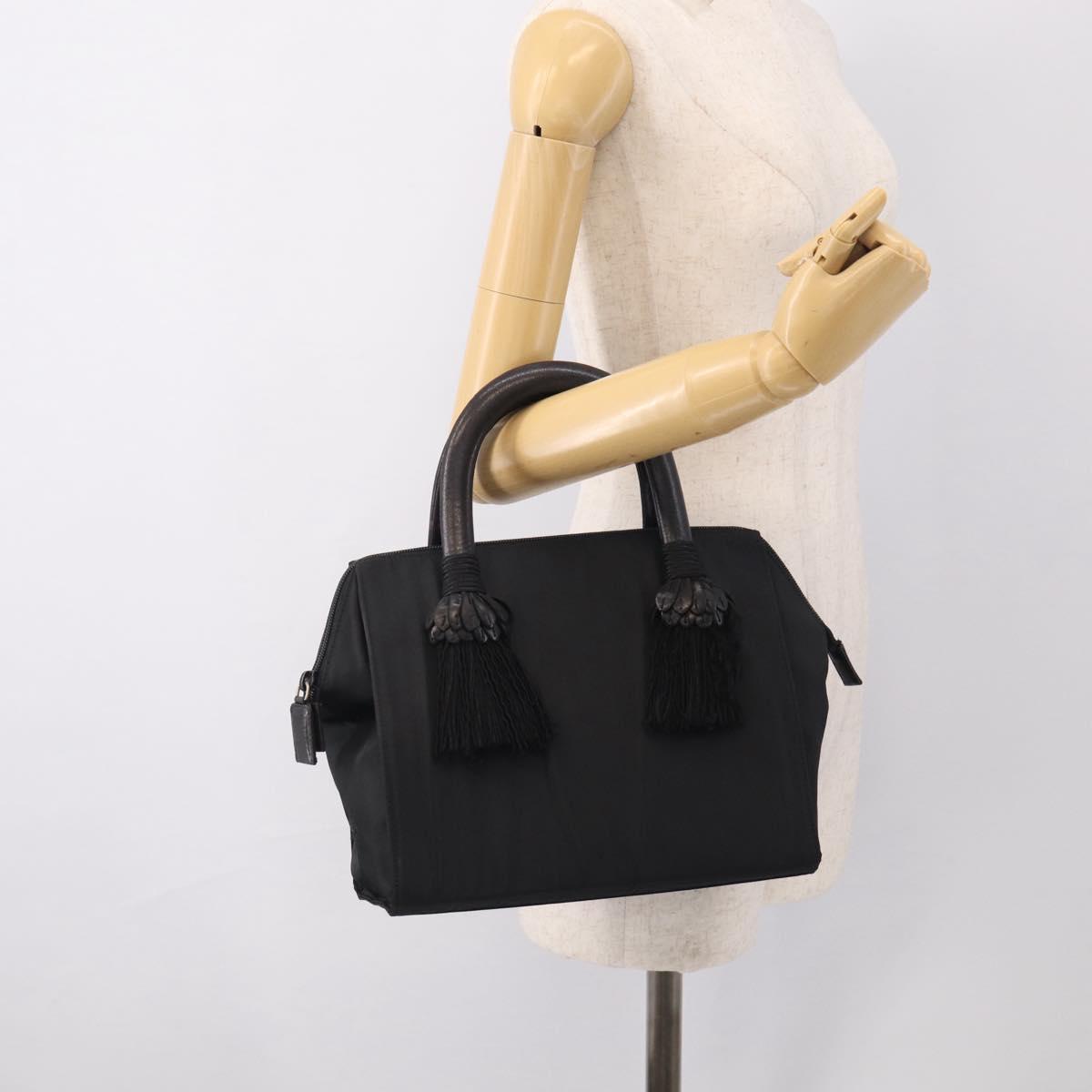 PRADA Hand Bag Nylon Black Silver Auth bs37868