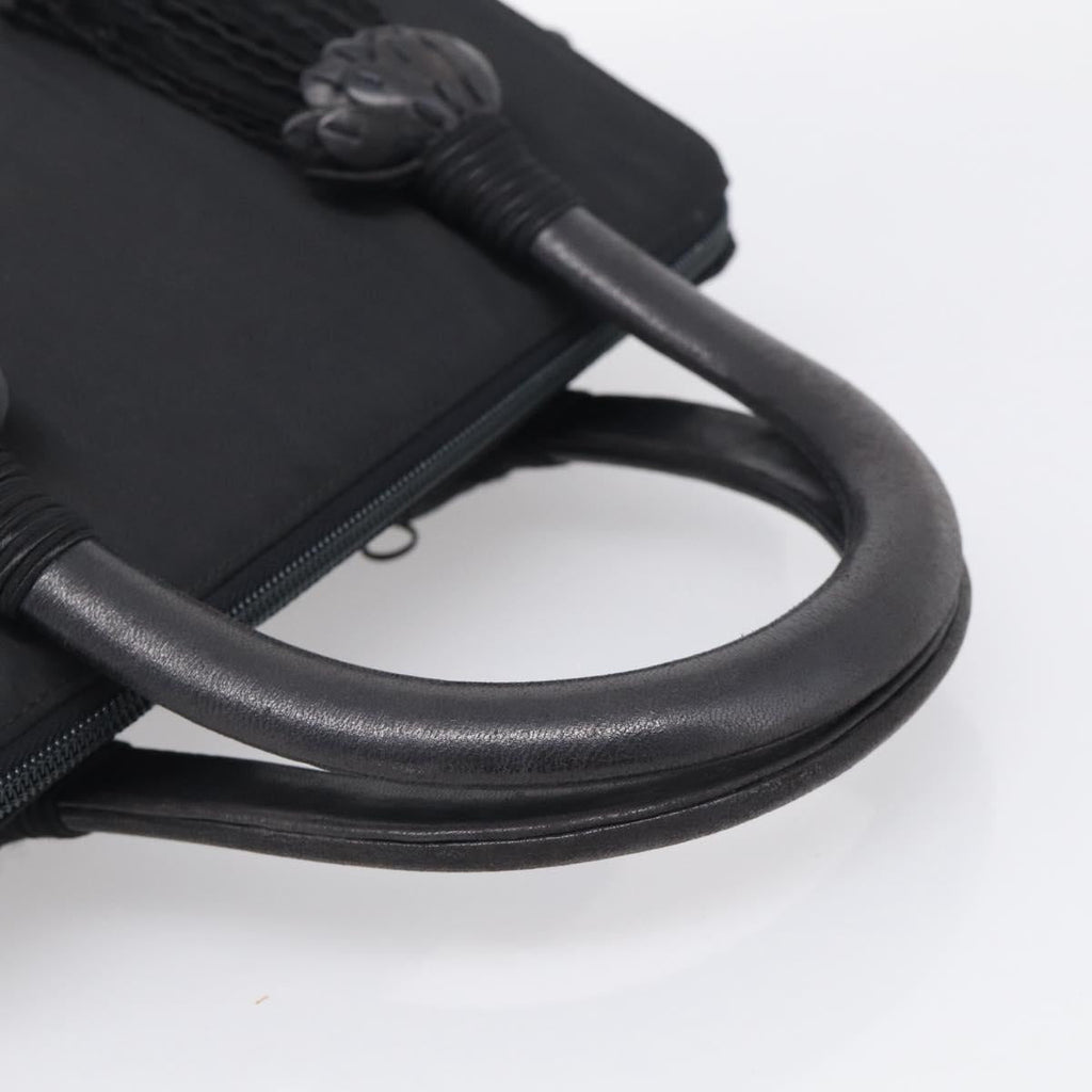 PRADA Hand Bag Nylon Black Silver Auth bs37868