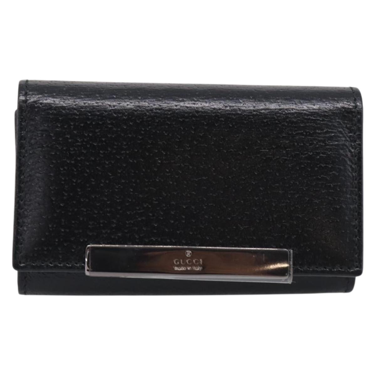 GUCCI Key Case Leather Black Silver 033 0959 Auth bs37882