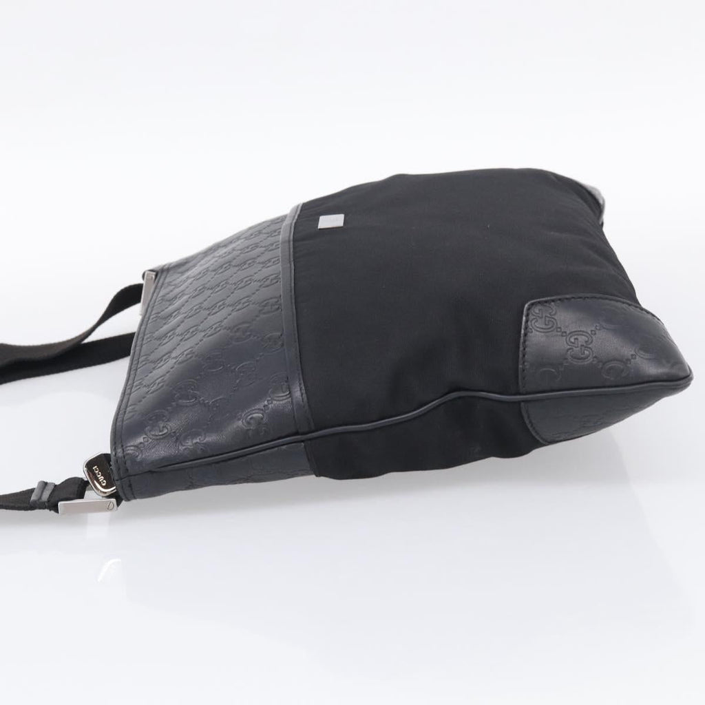 GUCCI GuccissimaGG Shoulder Bag Leather Black Silver 161822 Auth bs37902