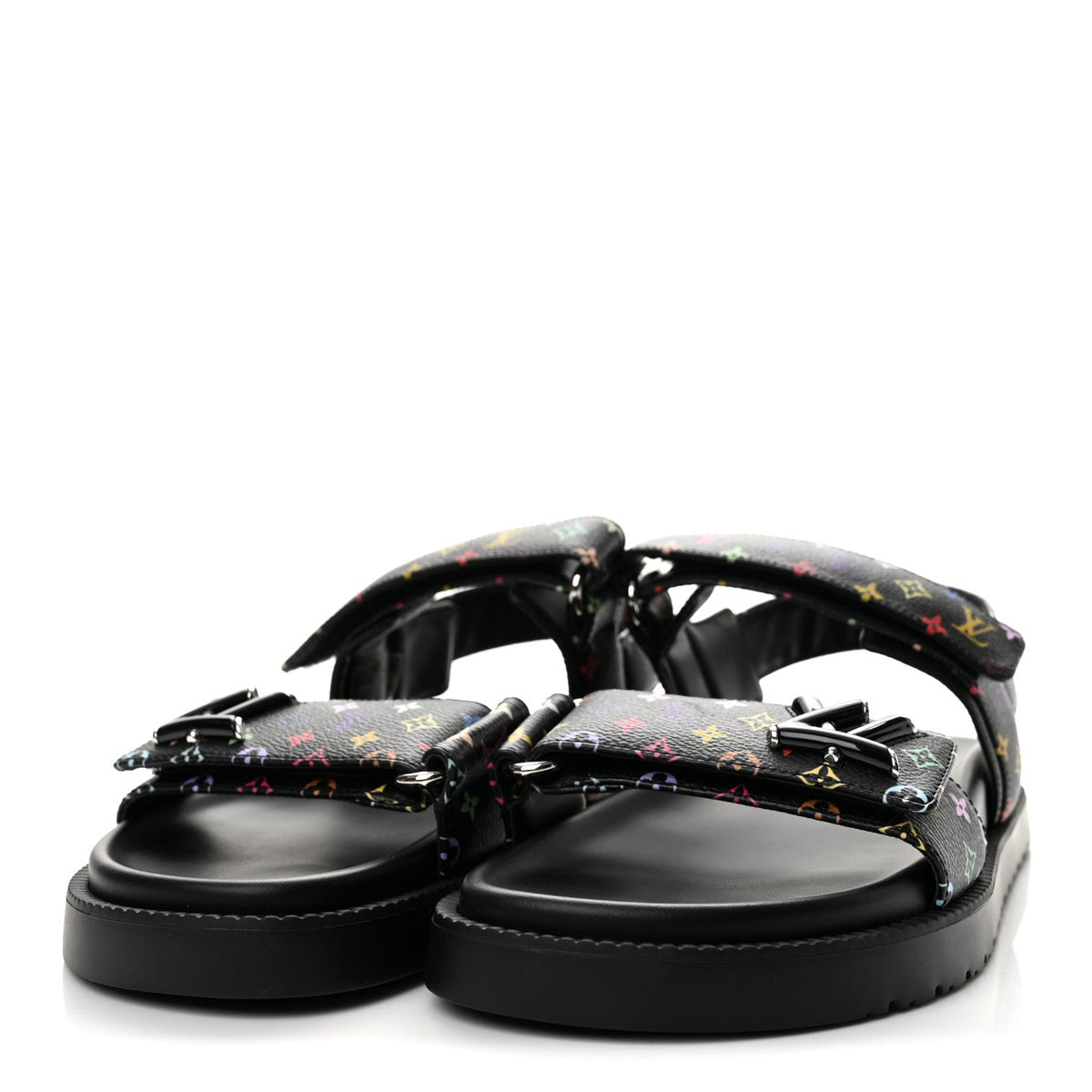 LV X TM Monogram Multicolor Sunset Flat Sandals 40 Black