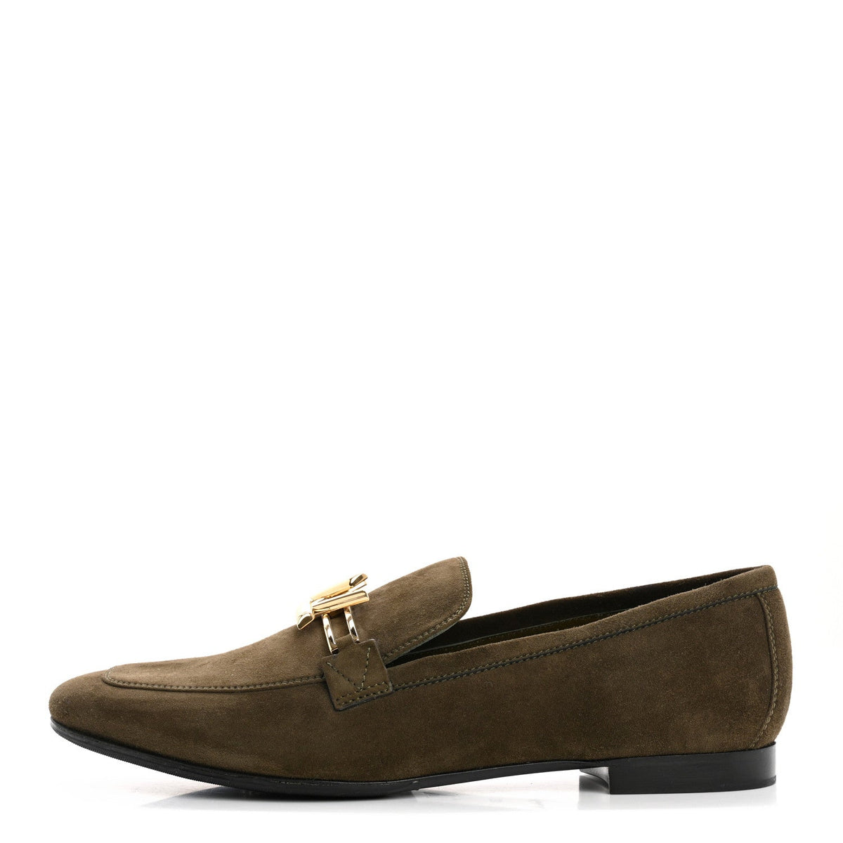 Suede Upper Case Flat Loafers 37 Green