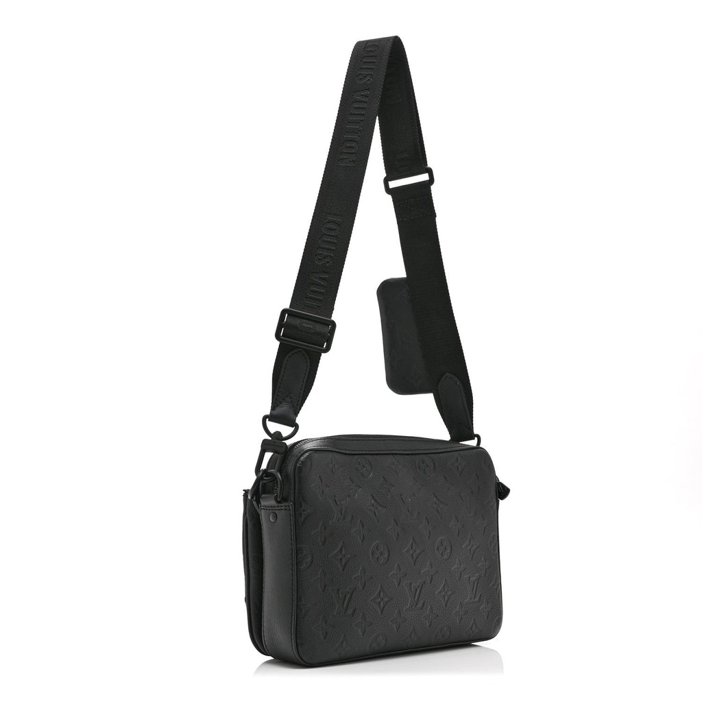 Calfskin Monogram Shadow Trio Messenger Black