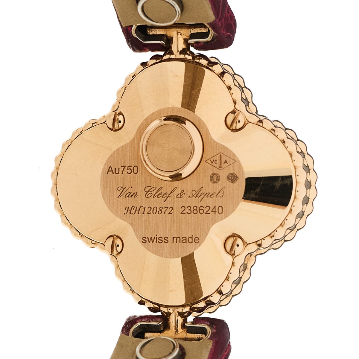 18K Rose Gold Alligator Mother Of Pearl 23mm Sweet Alhambra Quartz Watch