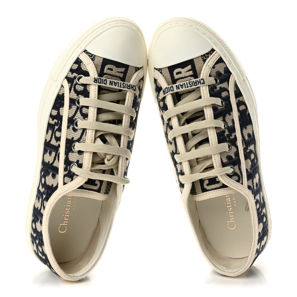 Canvas Oblique Walk 'N' Dior Low Top Sneakers 37.5 Deep Blue