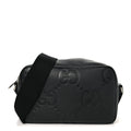 Piuma Calfskin Jumbo GG Embossed Messenger Bag Black