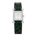 Stainless Steel Alligator Diamond Bezel Mother of Pearl 17.2mm Heure H Hour Quartz Watch Vert Moyen