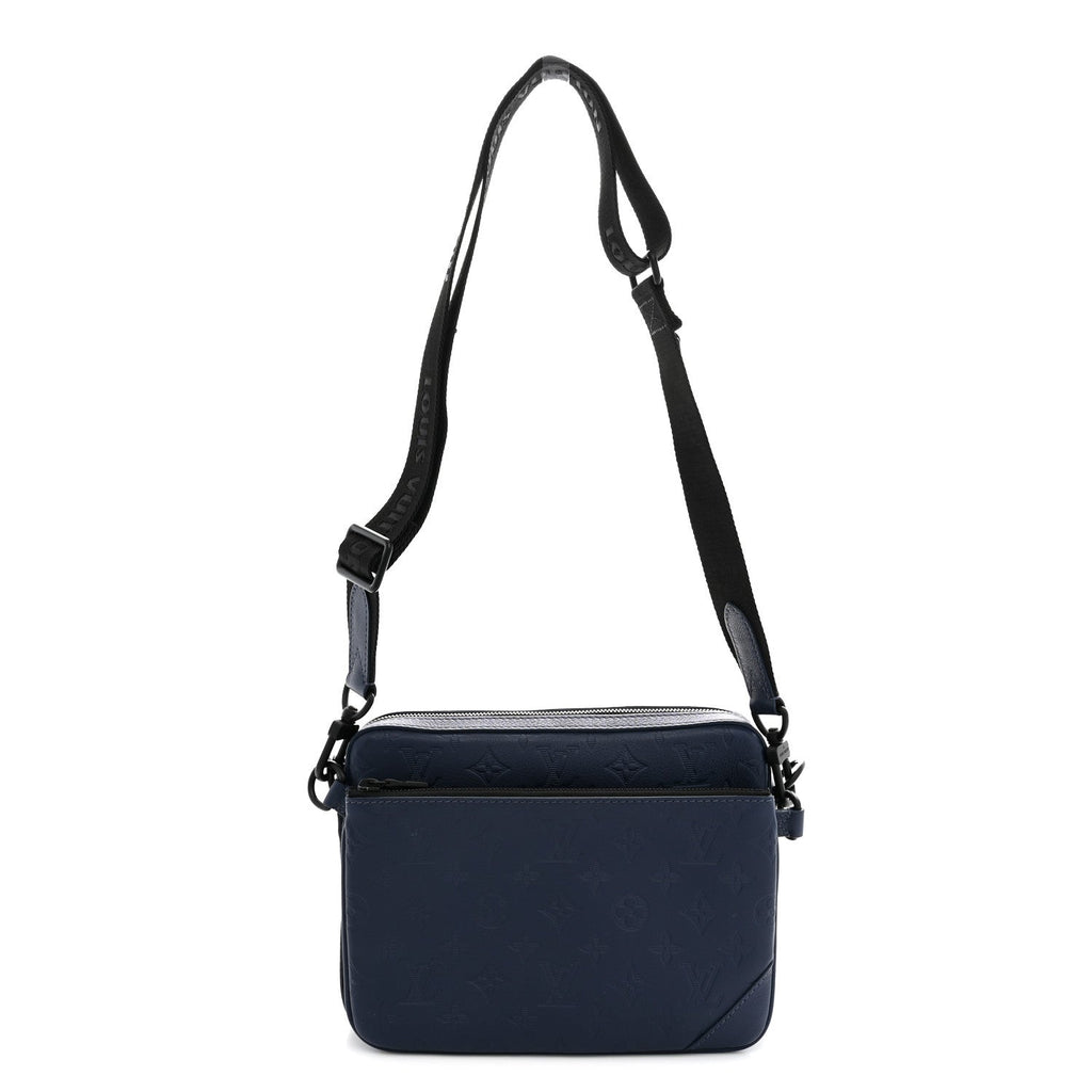 Calfskin Monogram Shadow Trio Messenger Navy