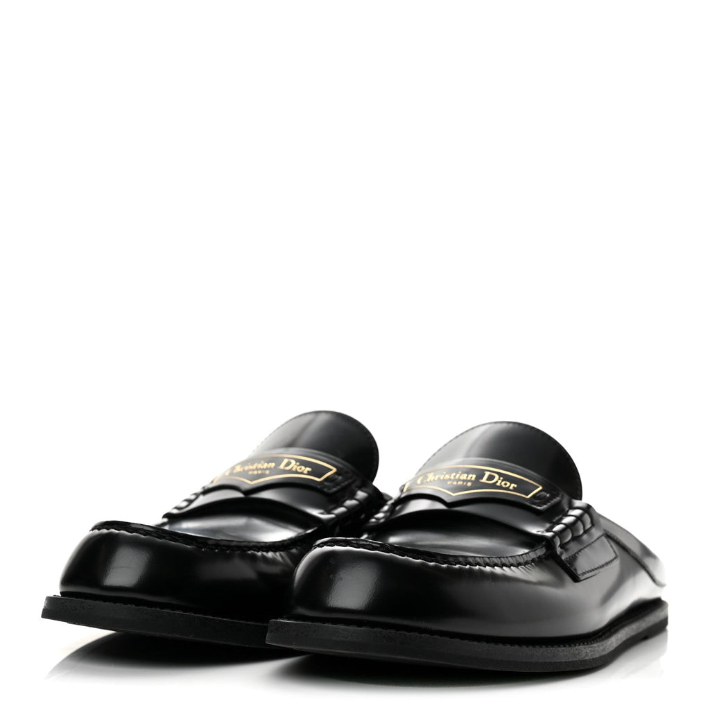 Brushed Calfskin Boy Loafer Mule 38 Black