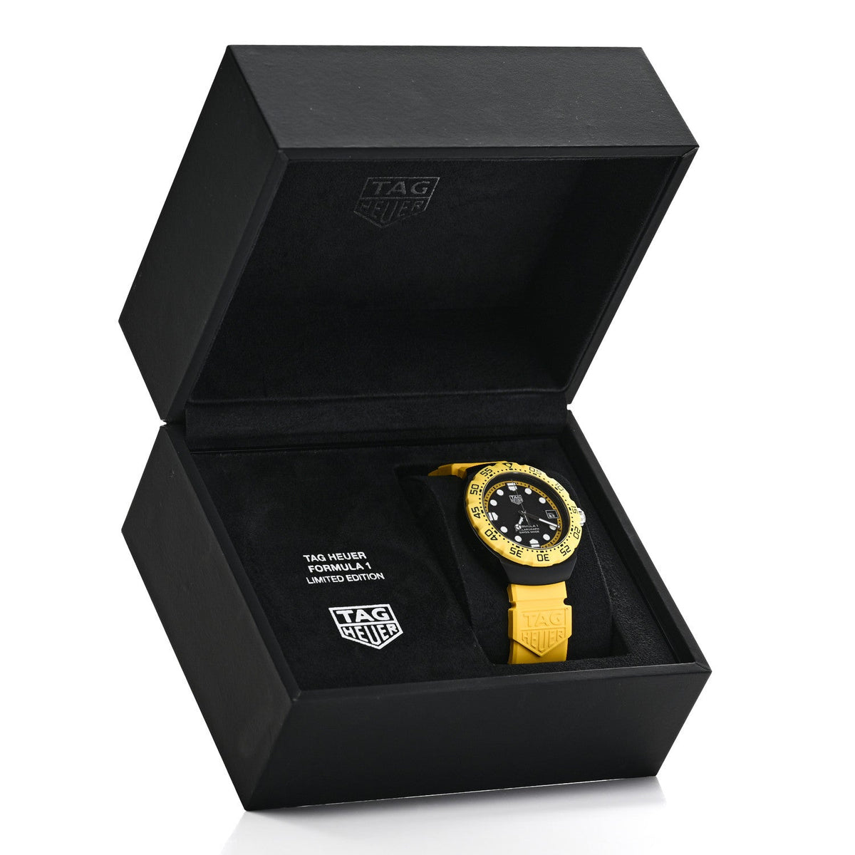 DLC Stainless Steel Rubber 38mm Formula 1 Solargraph Quartz Watch Black Yellow WBY1117