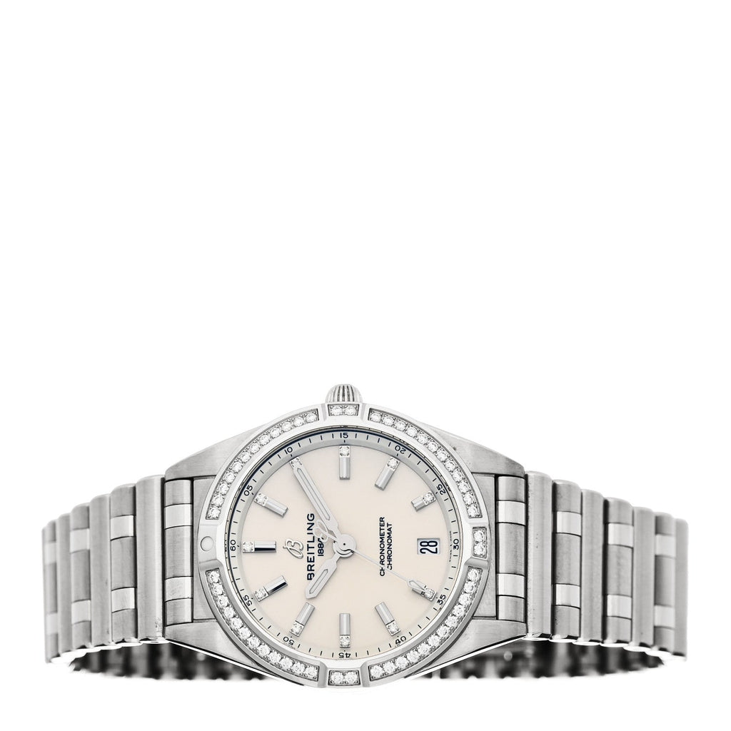 Stainless Steel Diamond Bezel 32mm Chronomat Quartz Watch Silver A77310
