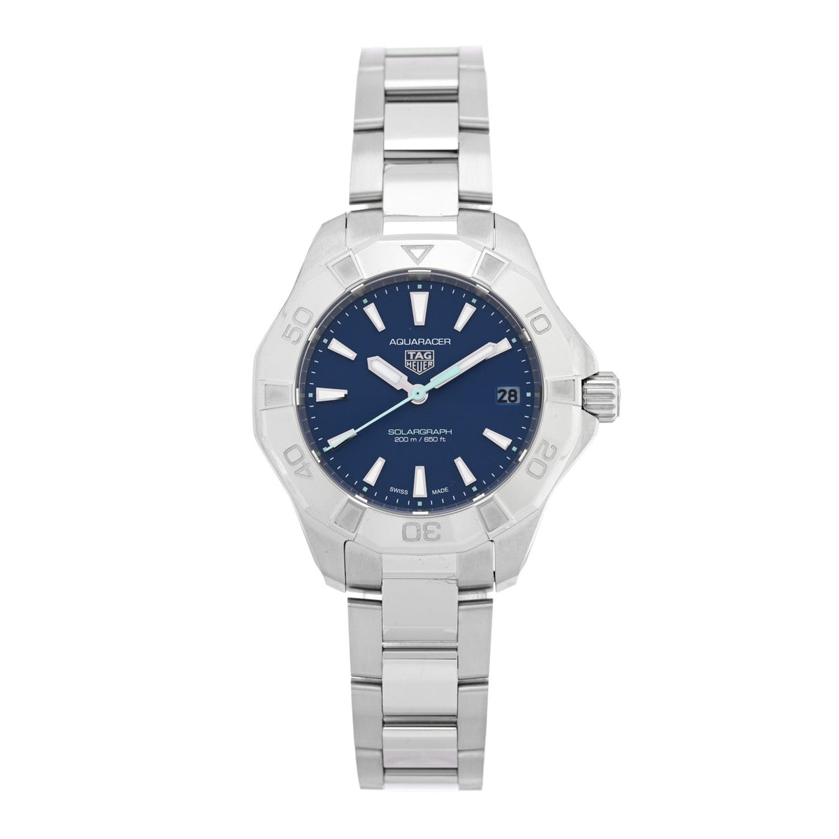 Stainless Steel 34mm Aquaracer Lady Professional 200 Solargraph Quartz Watch Blue WBP1311