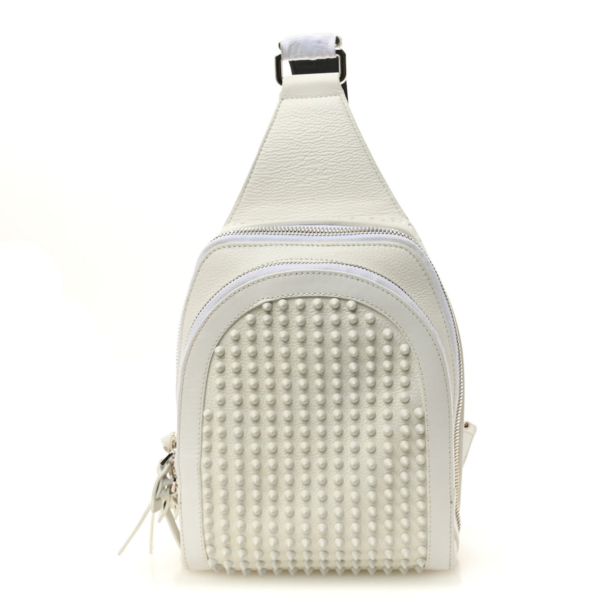 Calfskin Mens Loubifunk Spiked Bag White