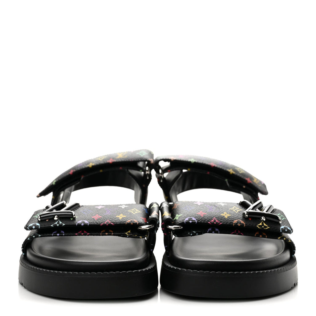LV X TM Monogram Multicolor Sunset Flat Sandals 40 Black