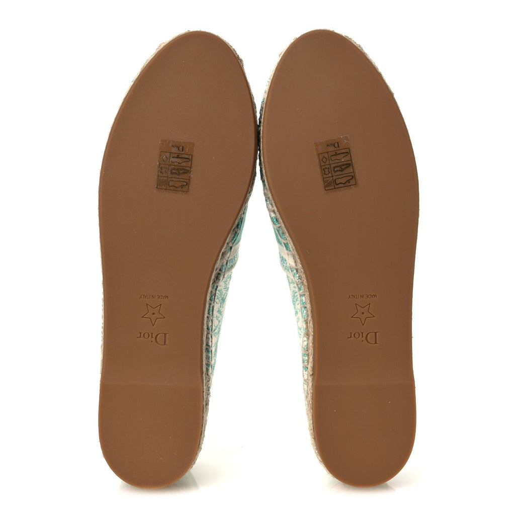 Embroidered Toile De Jouy Granville Espadrille 38.5 Aquamarine
