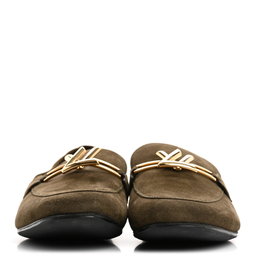 Suede Upper Case Flat Loafers 37 Green