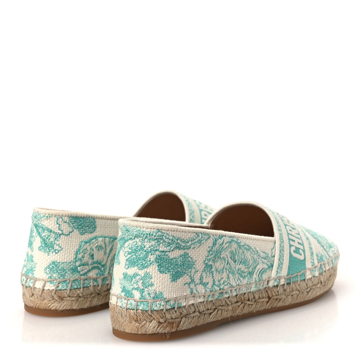 Embroidered Toile De Jouy Granville Espadrille 38.5 Aquamarine