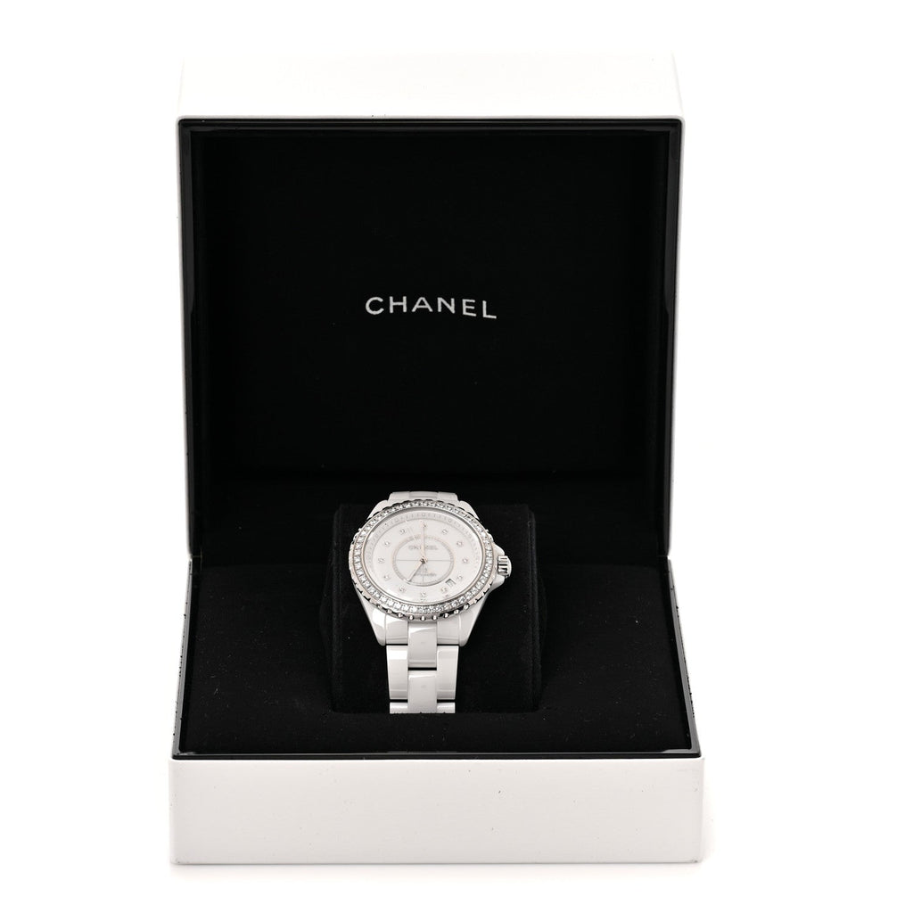 Stainless Steel Ceramic Diamond Bezel 38mm J12 Automatic Watch White