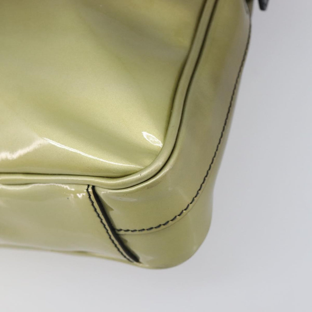 PRADA Shoulder Bag Patent leather Green Silver Auth ep15935A