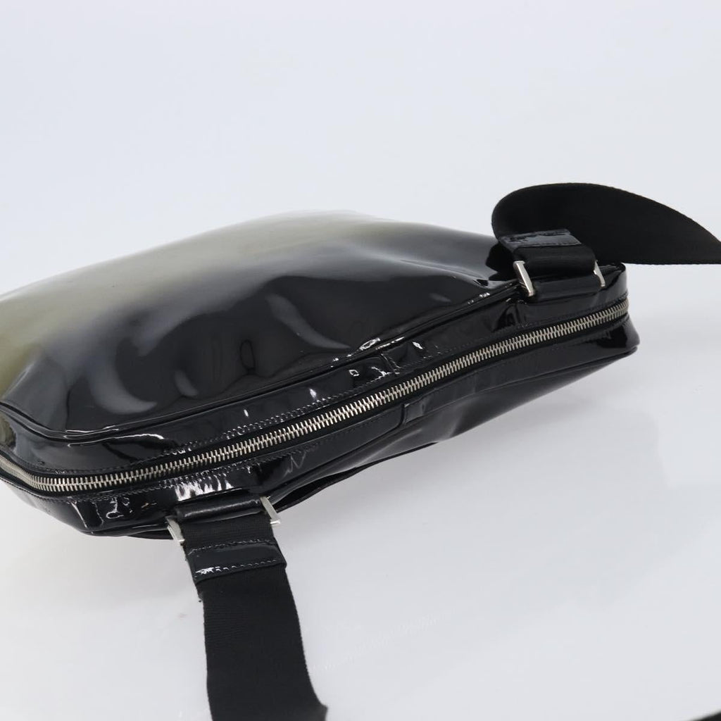 PRADA Shoulder Bag Patent leather Green Silver Auth ep15935A