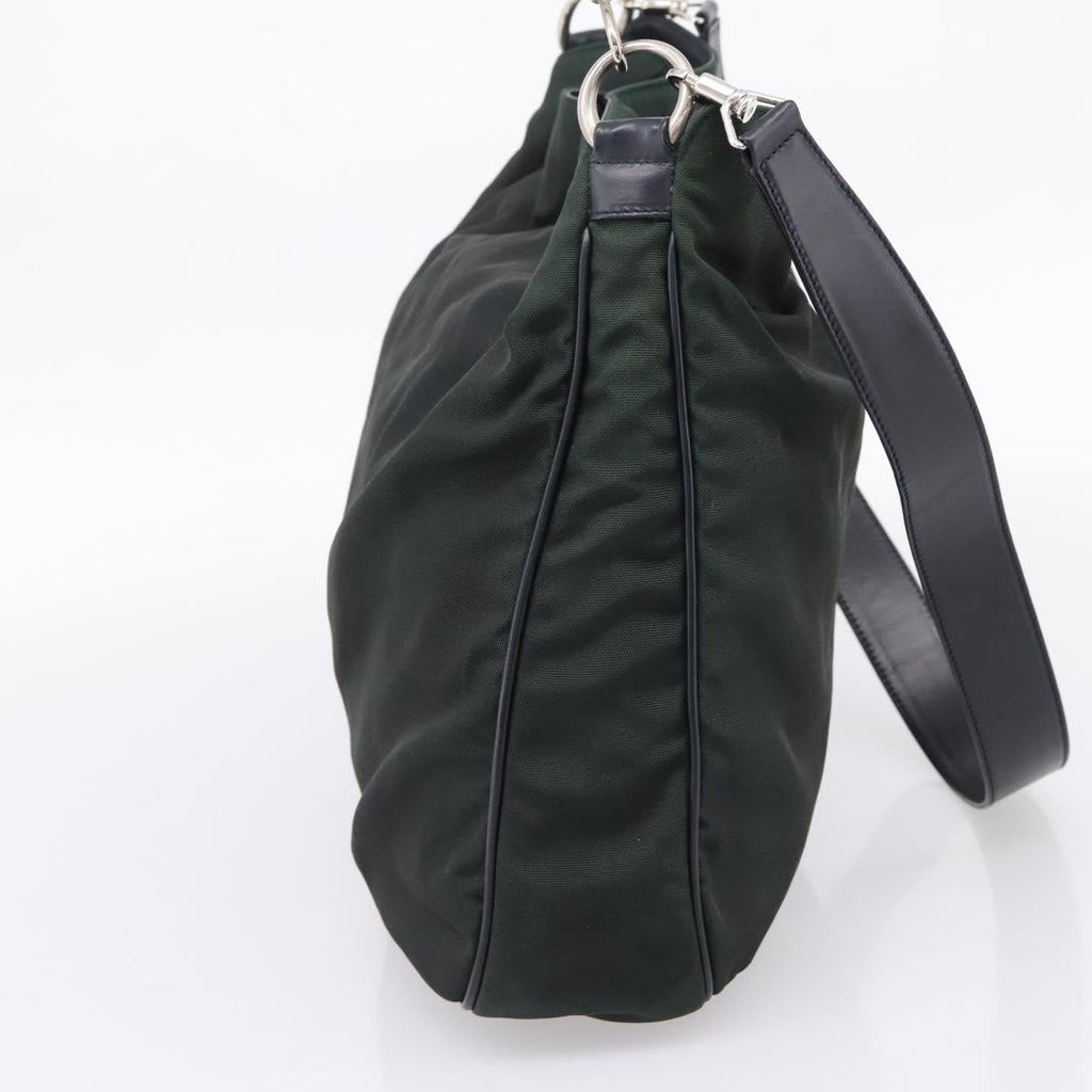 GUCCI Bamboo Hand Bag Nylon 2way Outlet Green Silver 001 1577 Auth ep16071