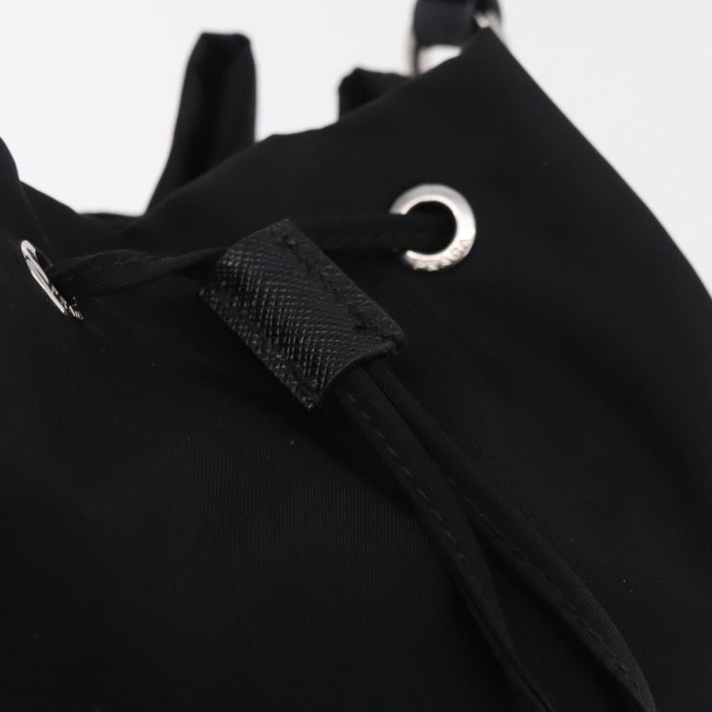 PRADA Hand Bag Nylon Black Silver Auth ep16275V
