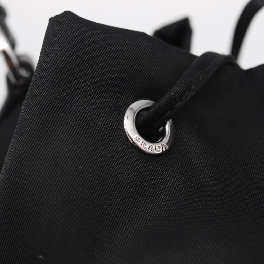 PRADA Hand Bag Nylon Black Silver Auth ep16275V