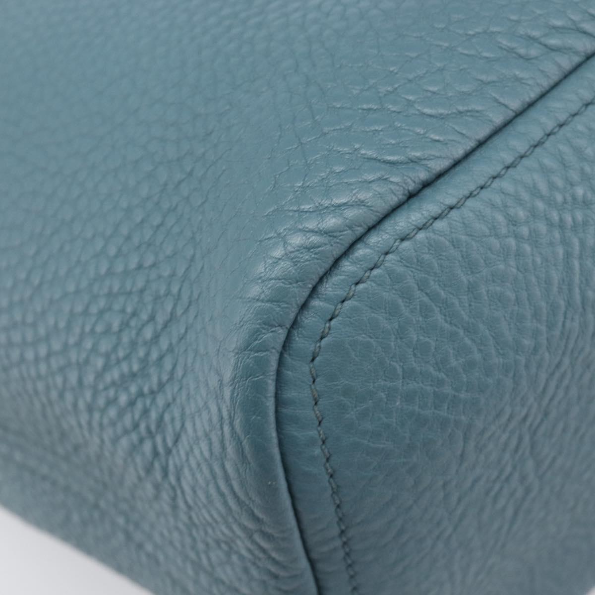PRADA Tote Bag Leather Light Blue Gold Auth ep16303