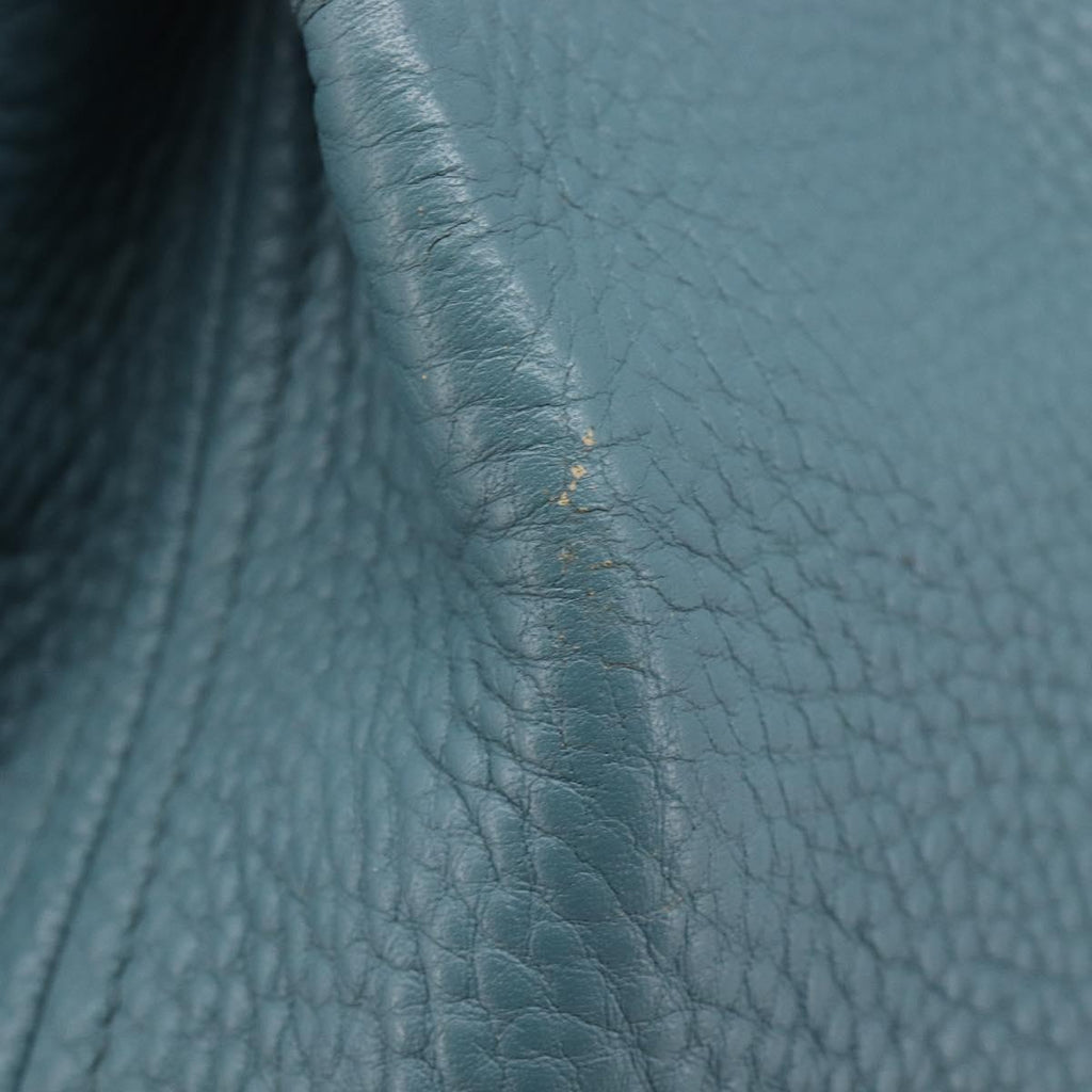 PRADA Tote Bag Leather Light Blue Gold Auth ep16303