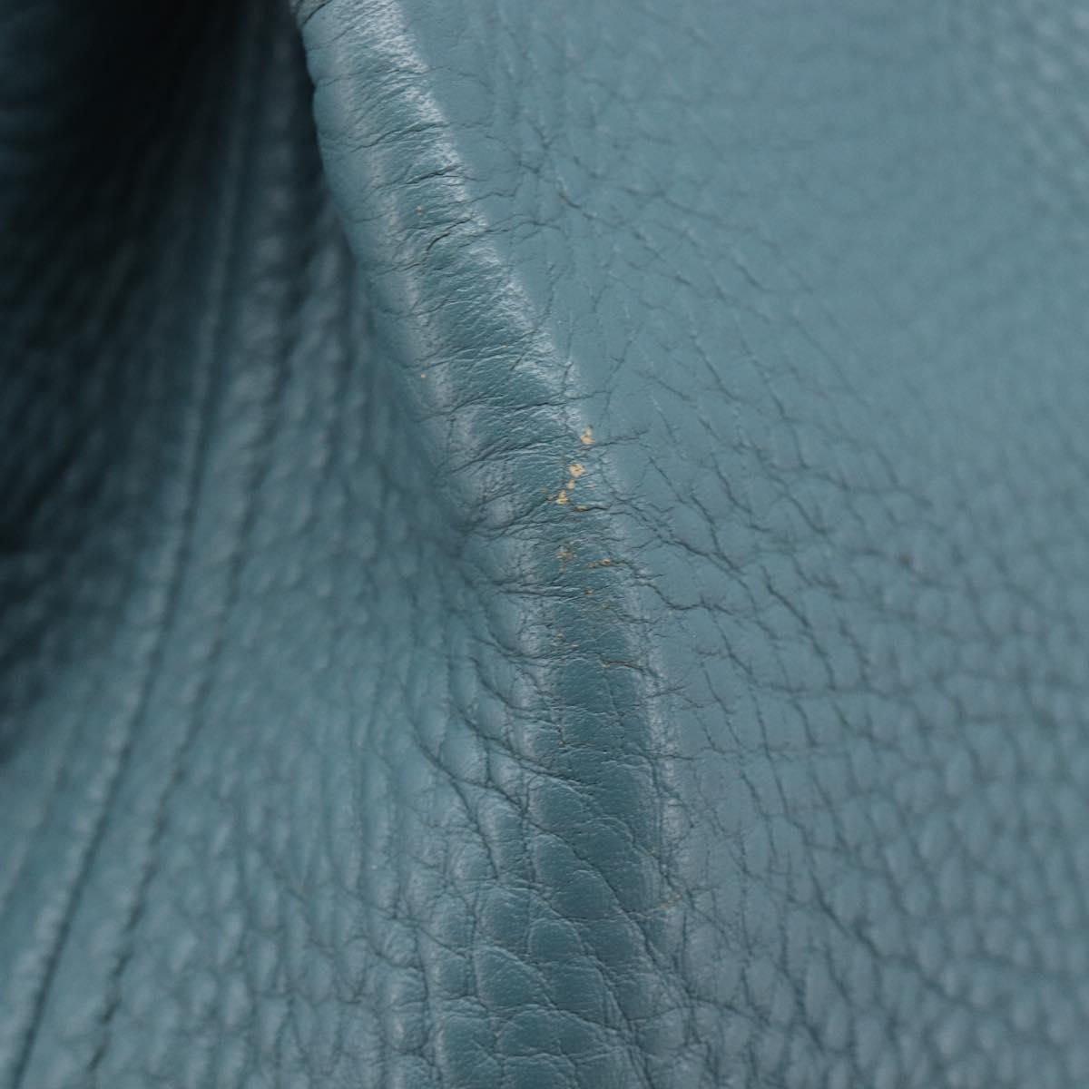 PRADA Tote Bag Leather Light Blue Gold Auth ep16303