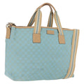 GUCCI GG Canvas Tote Bag 2way Outlet Light Blue Silver 257298 Auth ep16449A