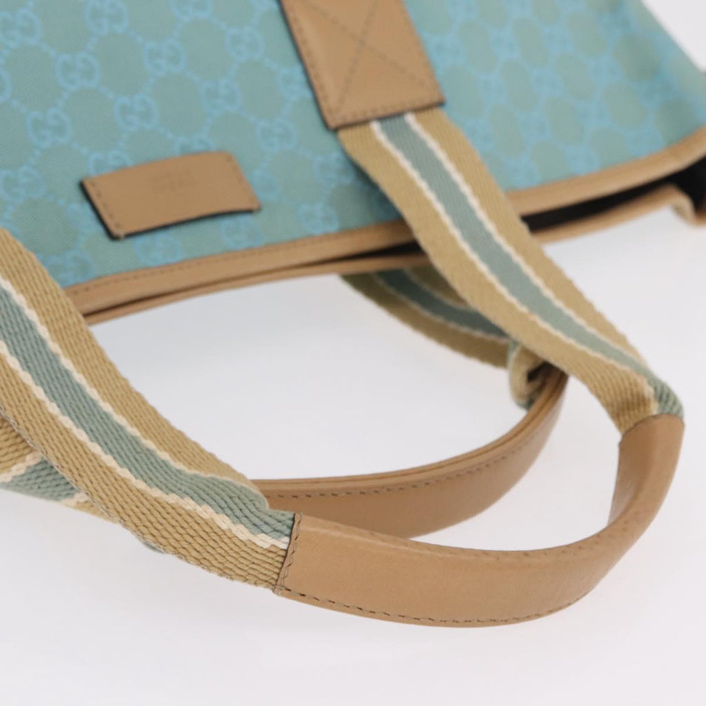 GUCCI GG Canvas Tote Bag 2way Outlet Light Blue Silver 257298 Auth ep16449A