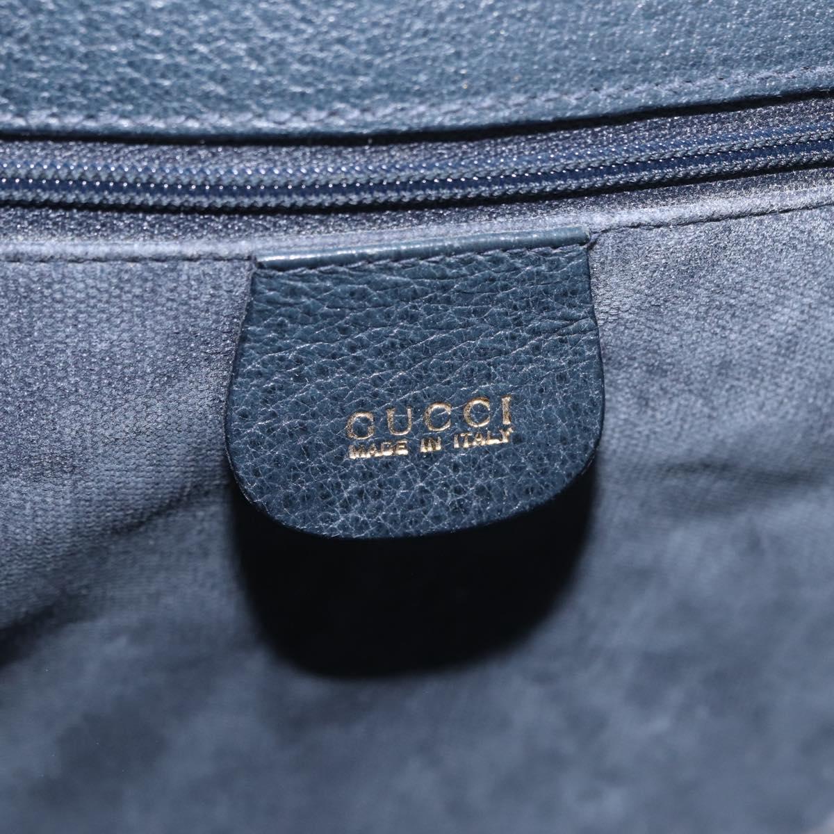 GUCCI Shoulder Bag Canvas Navy Gold Auth ep16775