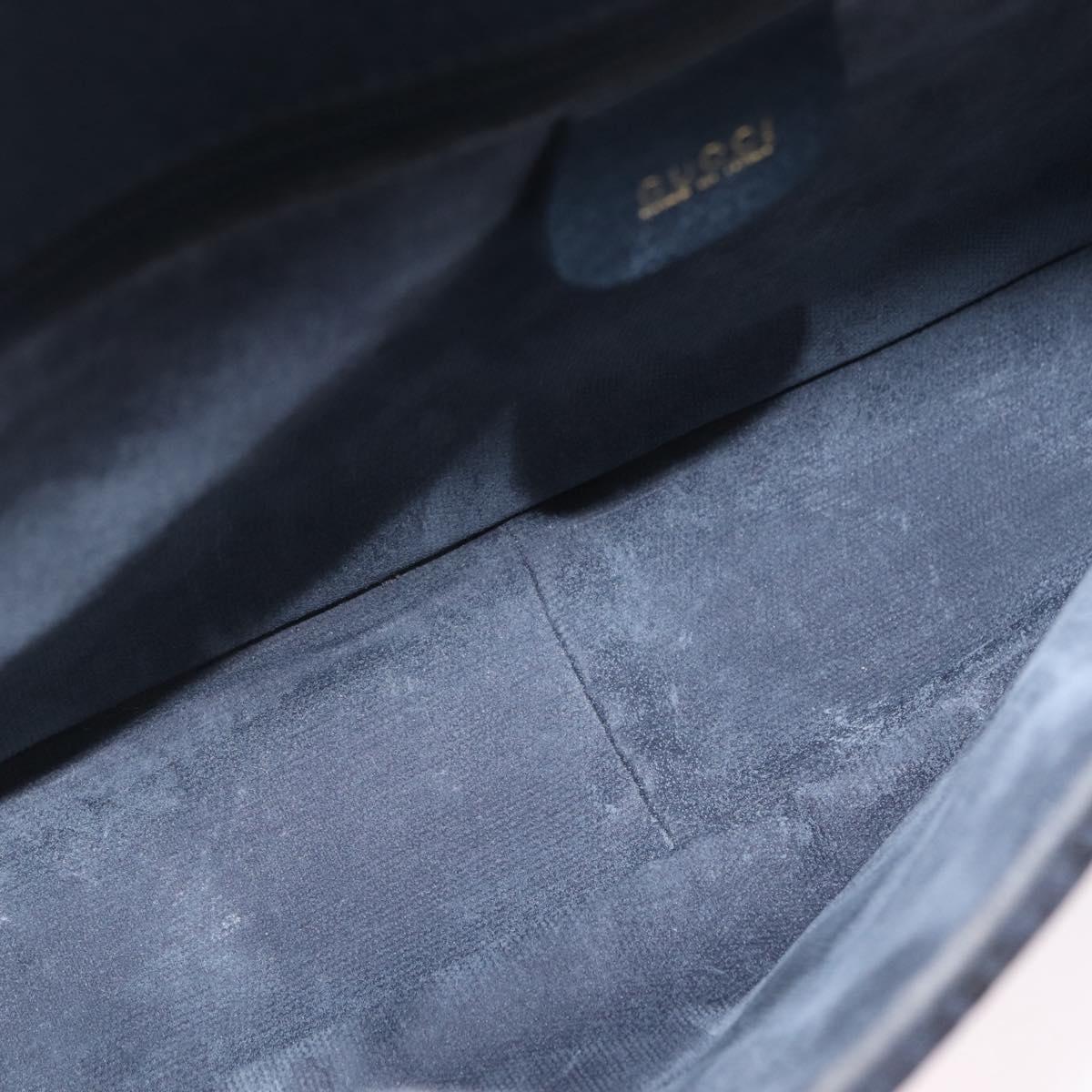 GUCCI Shoulder Bag Canvas Navy Gold Auth ep16775