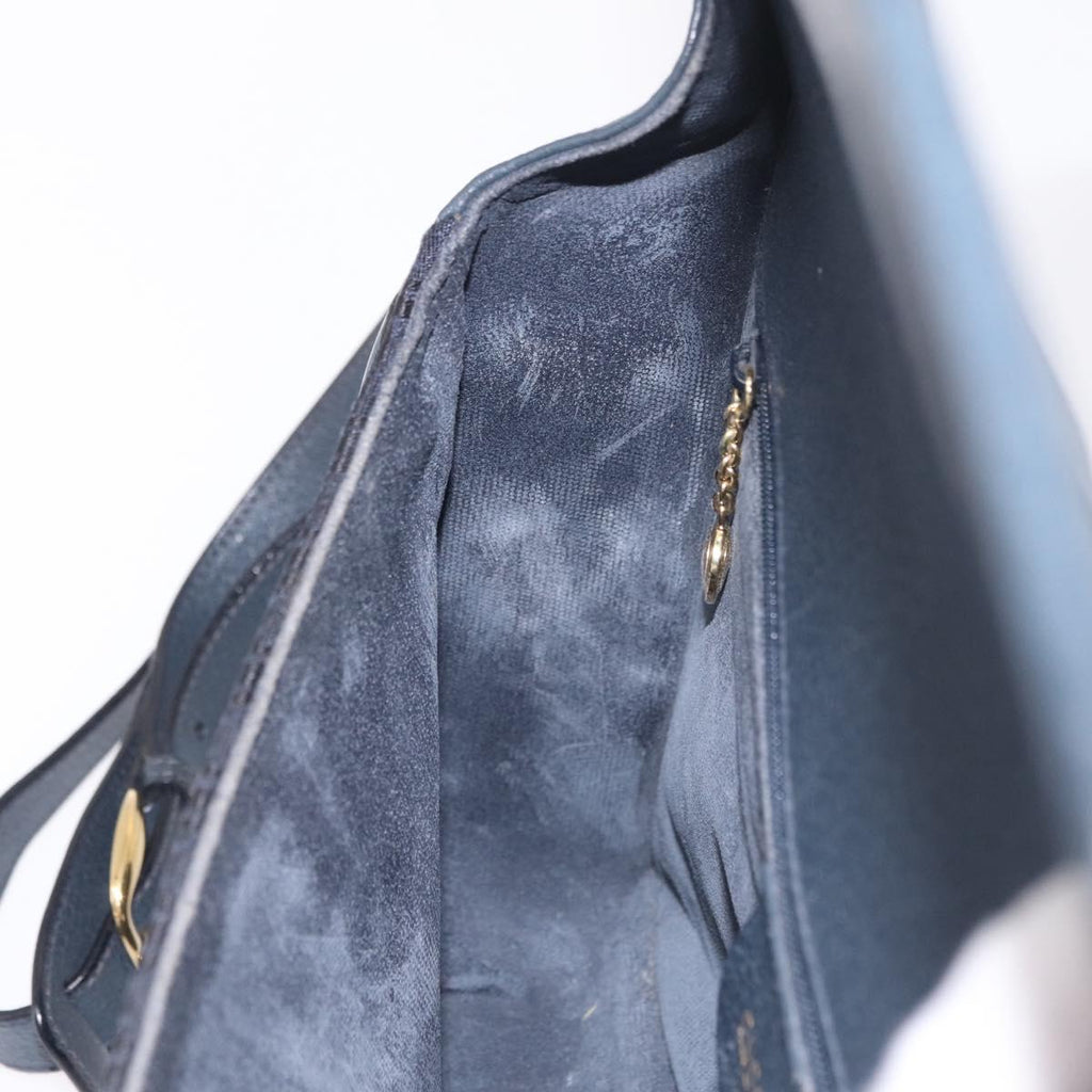 GUCCI Shoulder Bag Canvas Navy Gold Auth ep16775