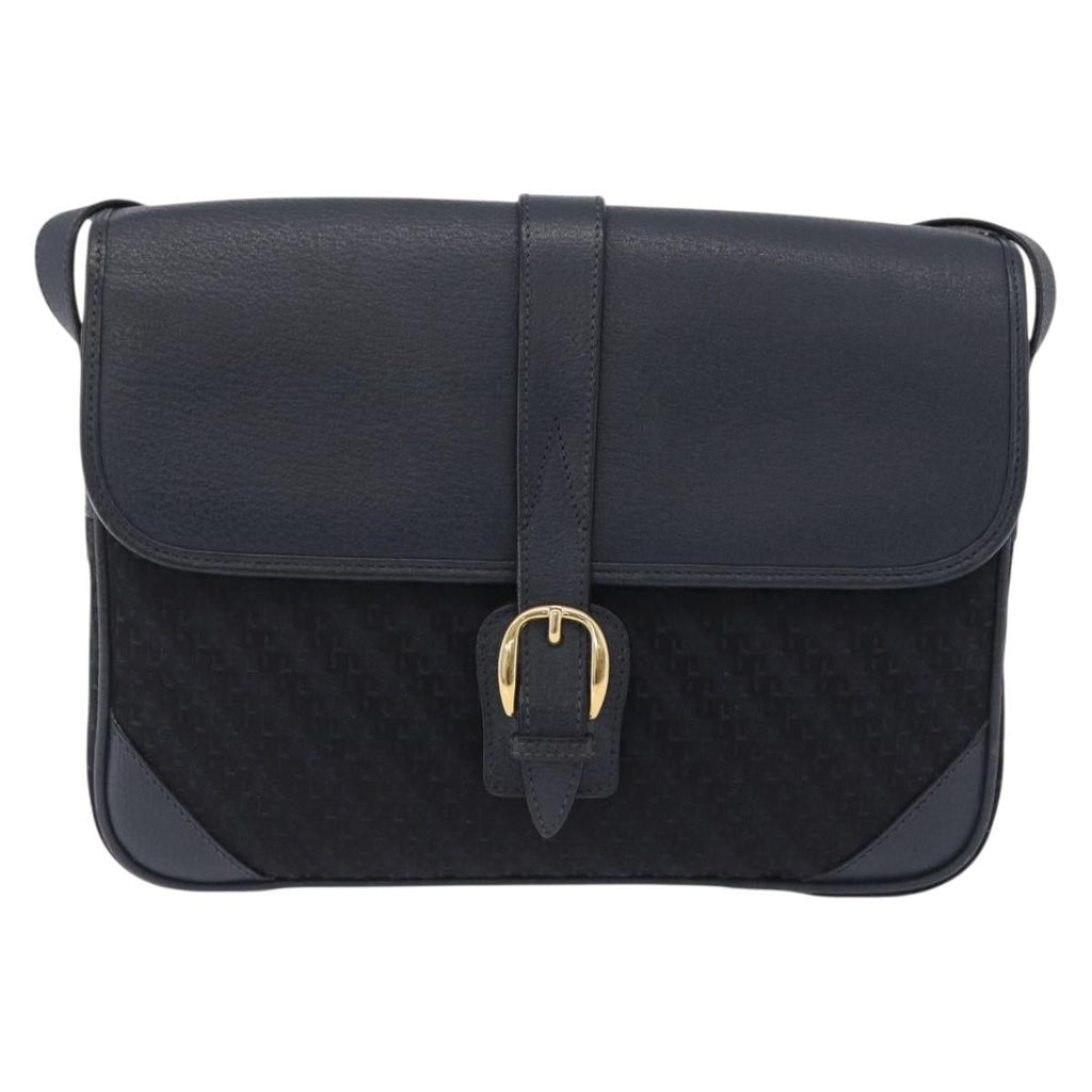GUCCI Shoulder Bag Canvas Navy Gold Auth ep16775