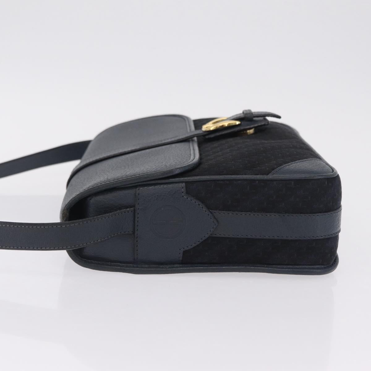 GUCCI Shoulder Bag Canvas Navy Gold Auth ep16775