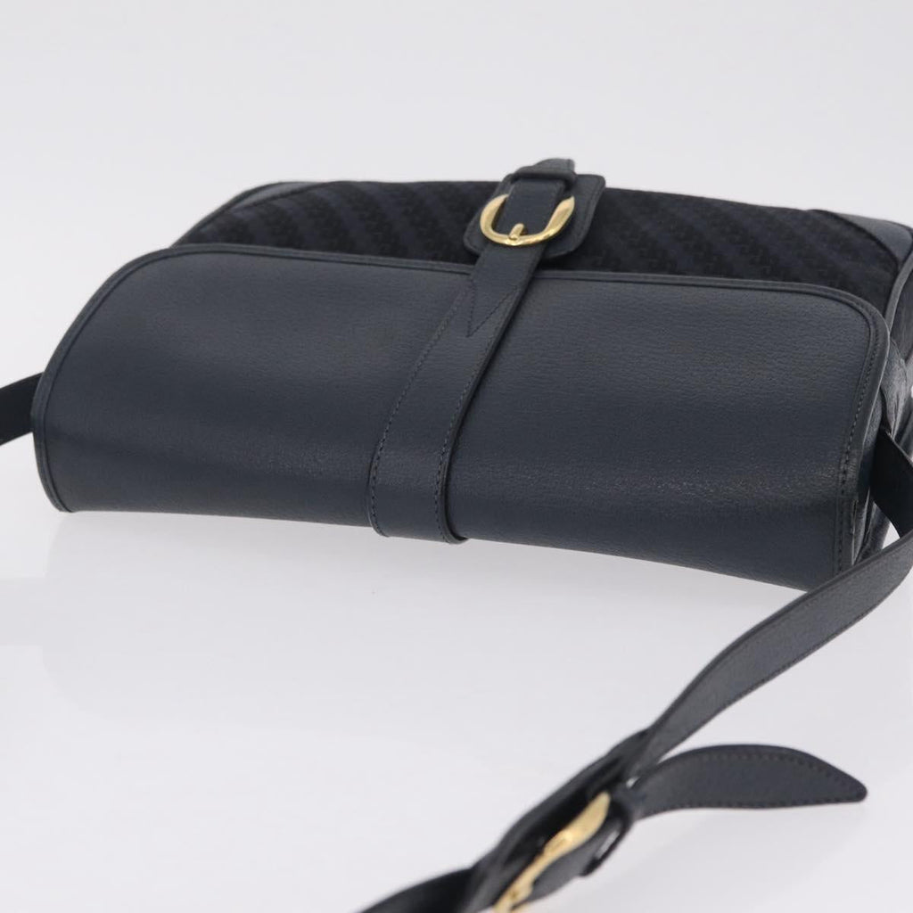 GUCCI Shoulder Bag Canvas Navy Gold Auth ep16775