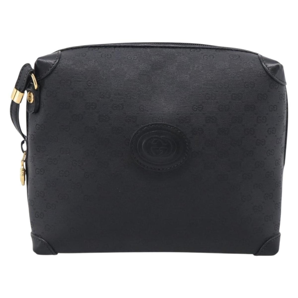 GUCCI Micro GG Shoulder Bag PVC Black Gold Tone 007 115 0093 Auth ep16791