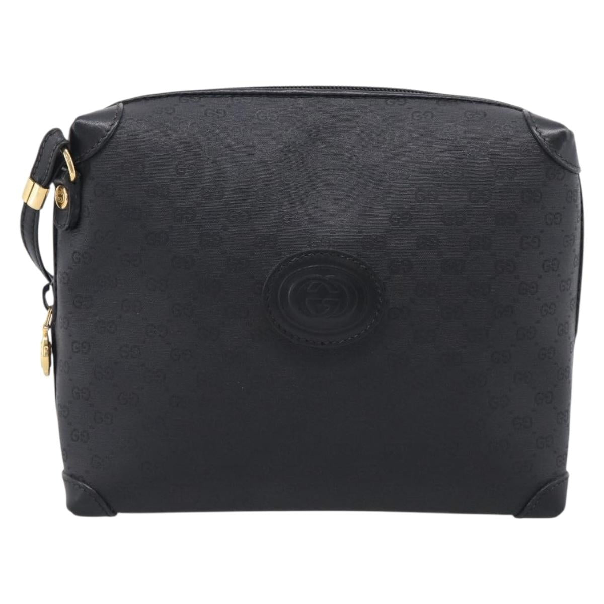 GUCCI Micro GG Shoulder Bag PVC Black Gold Tone 007 115 0093 Auth ep16791