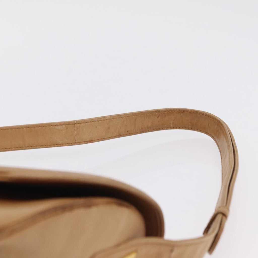 GUCCI Shoulder Bag Leather Beige Gold Auth ep16920