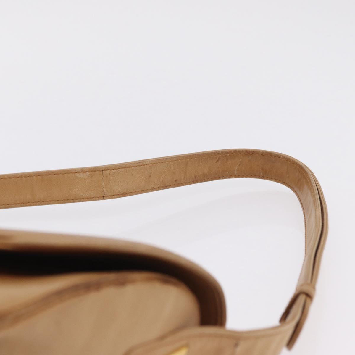 GUCCI Shoulder Bag Leather Beige Gold Auth ep16920