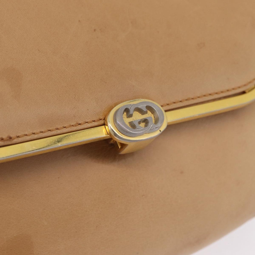 GUCCI Shoulder Bag Leather Beige Gold Auth ep16920