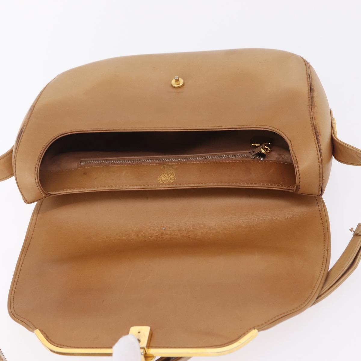 GUCCI Shoulder Bag Leather Beige Gold Auth ep16920