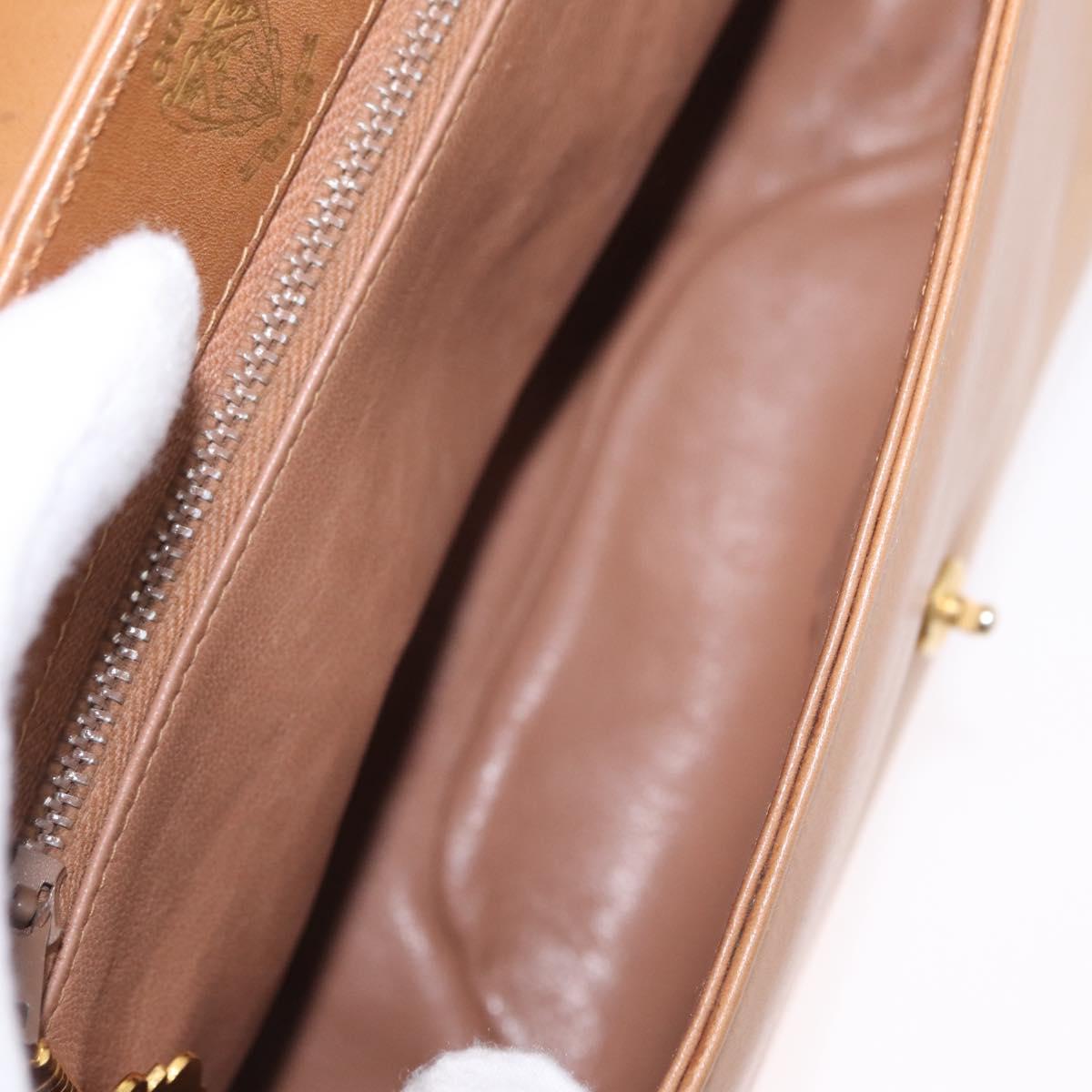 GUCCI Shoulder Bag Leather Beige Gold Auth ep16920